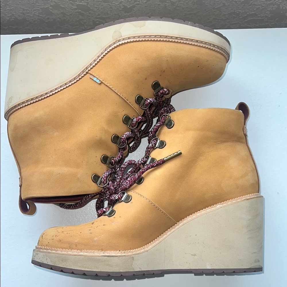 TOMS Tan Wedge Boots